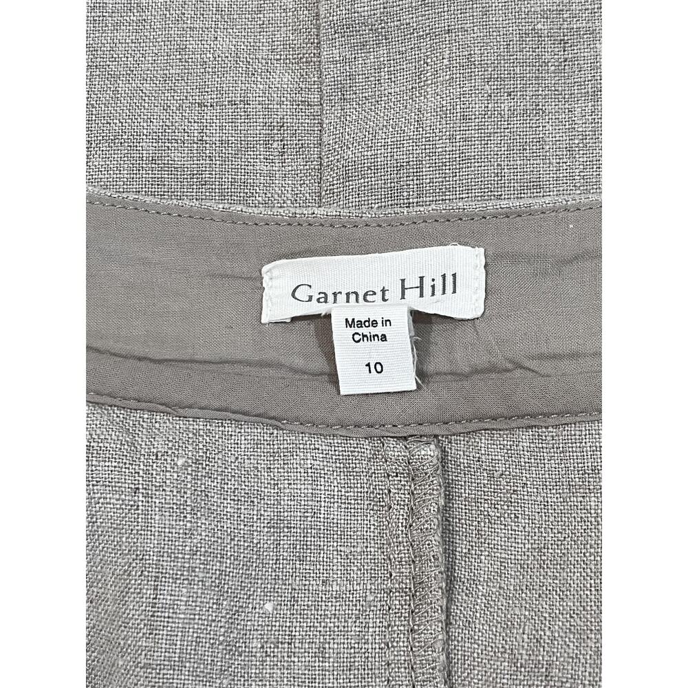 Garnet Hill Dress Womens 10 Beige Linen Embroidered V Neck Shift Pockets Casual - Picture 7 of 9